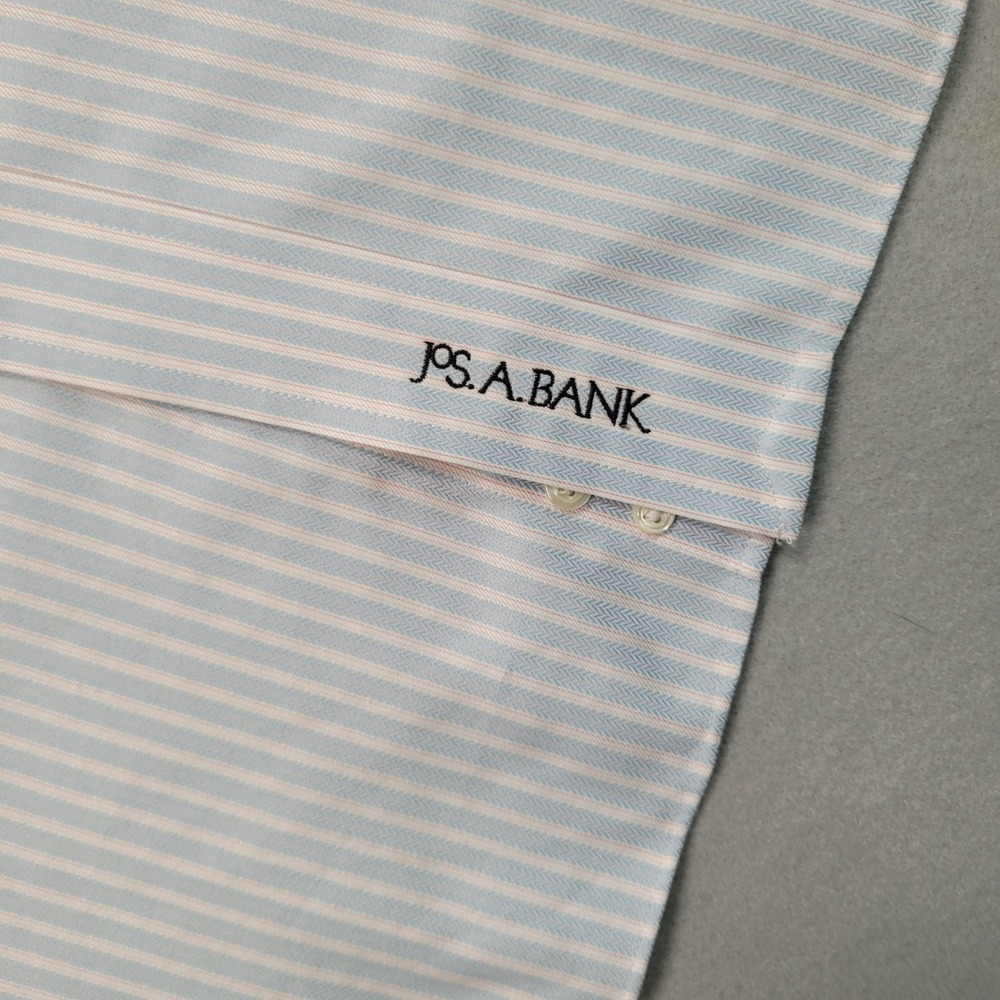 Jos A Bank Signature Collection Tailored Fit Dress Shirt 17.5 34 Blue Stripe - Picture 10 of 11